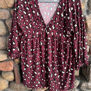 Leopard Print V-Neck Blouse